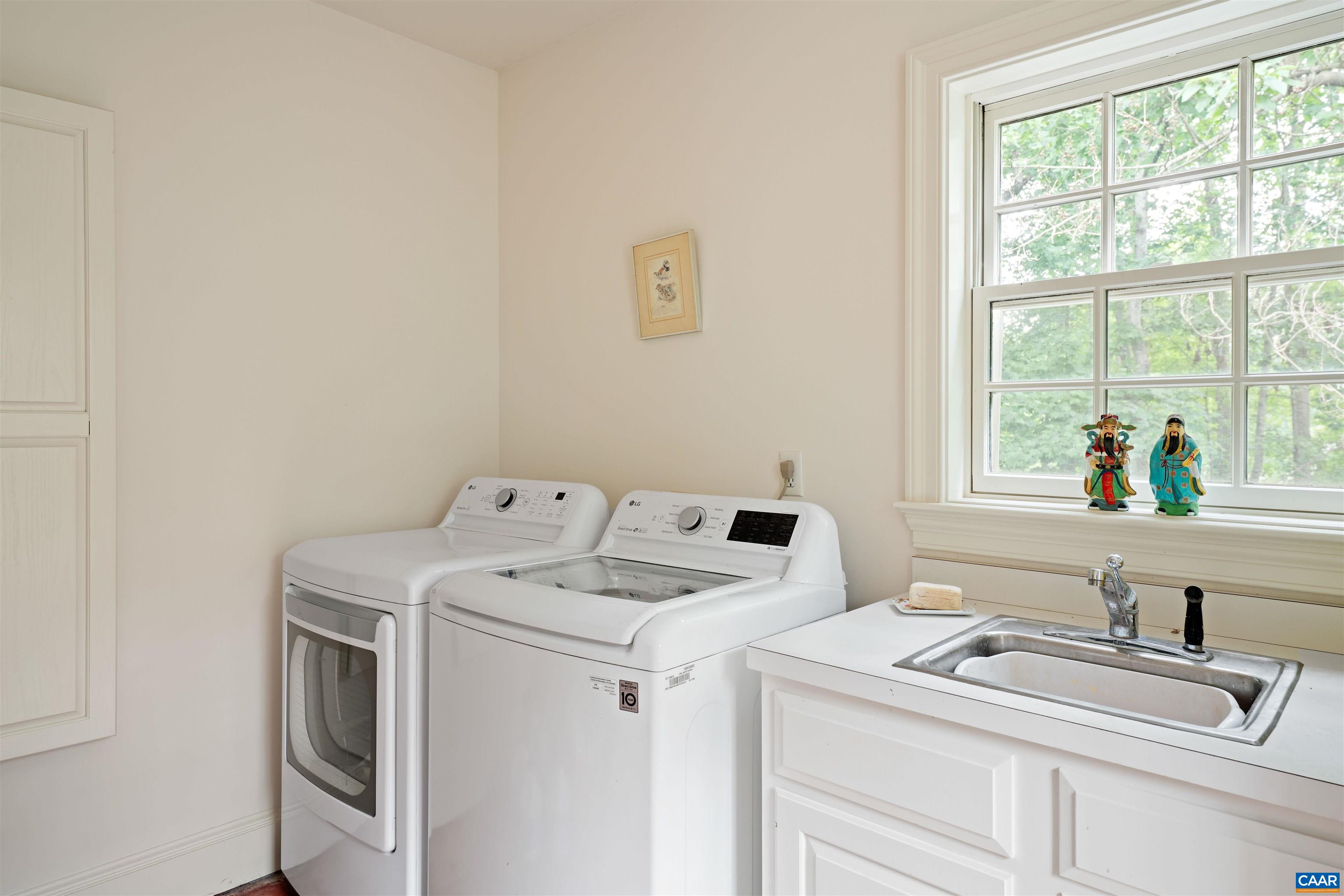 Adjacent to the kitchen.