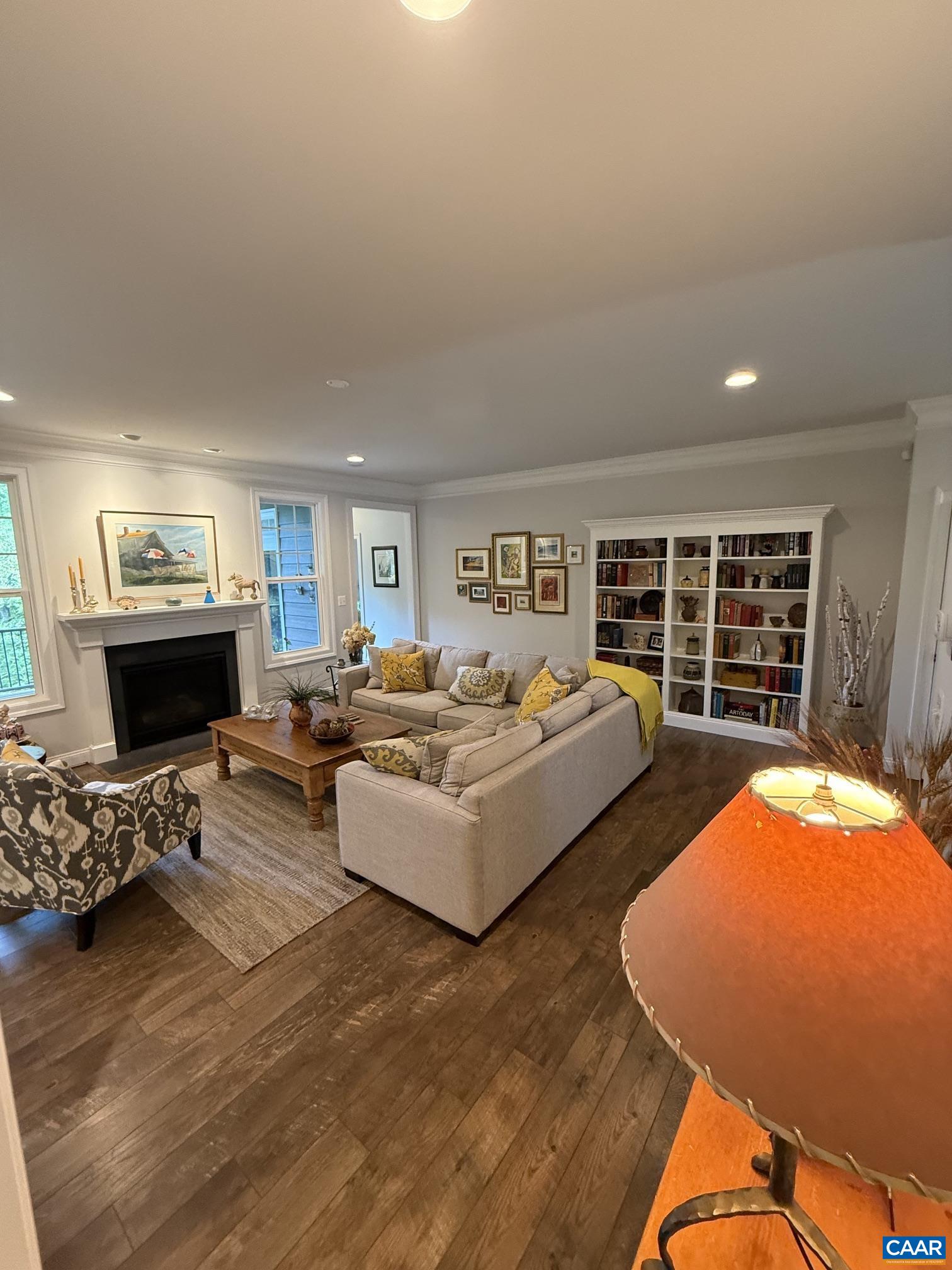Built in bookshelves and gas fireplace. Built in bookshelves and gas fireplace.