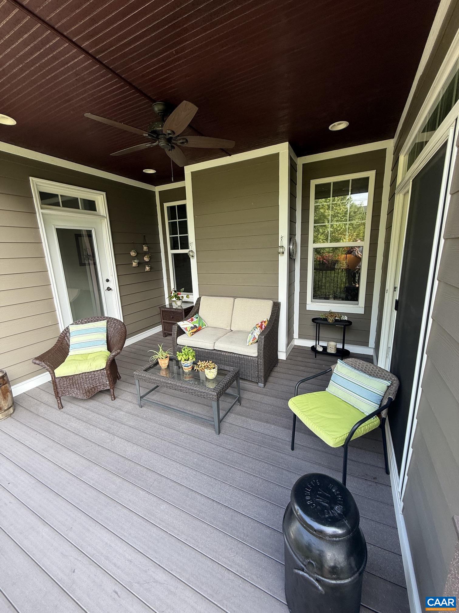Deck can be accessed from the dining area or just across from the owner's suite. Deck can be accessed from the dining area or just across from the owner's suite.