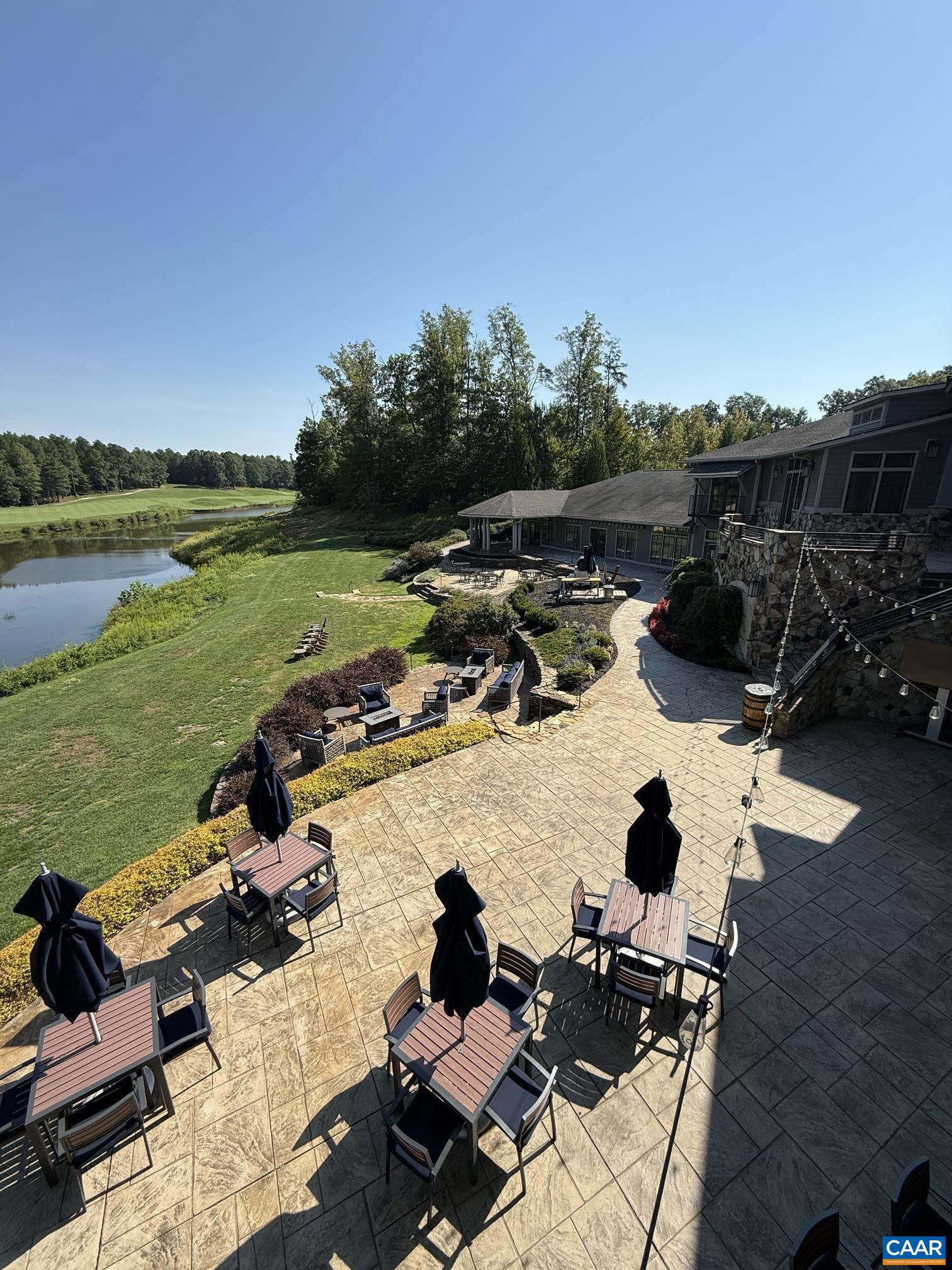 Outdoor seating for the Oak & Fire restaurant and bar. Outdoor seating for the Oak & Fire restaurant and bar.