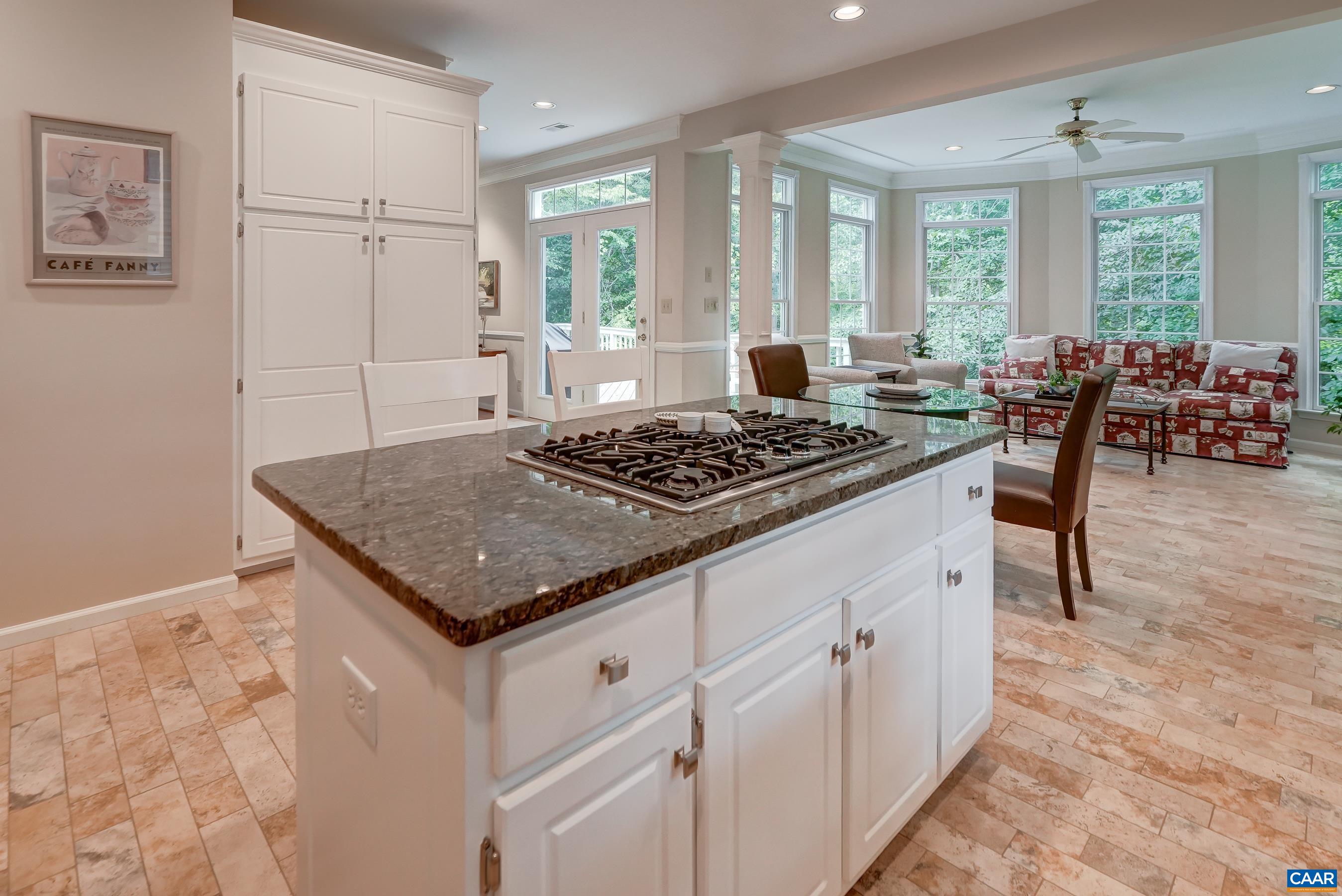 Large island with gas grill. Large island with gas grill.