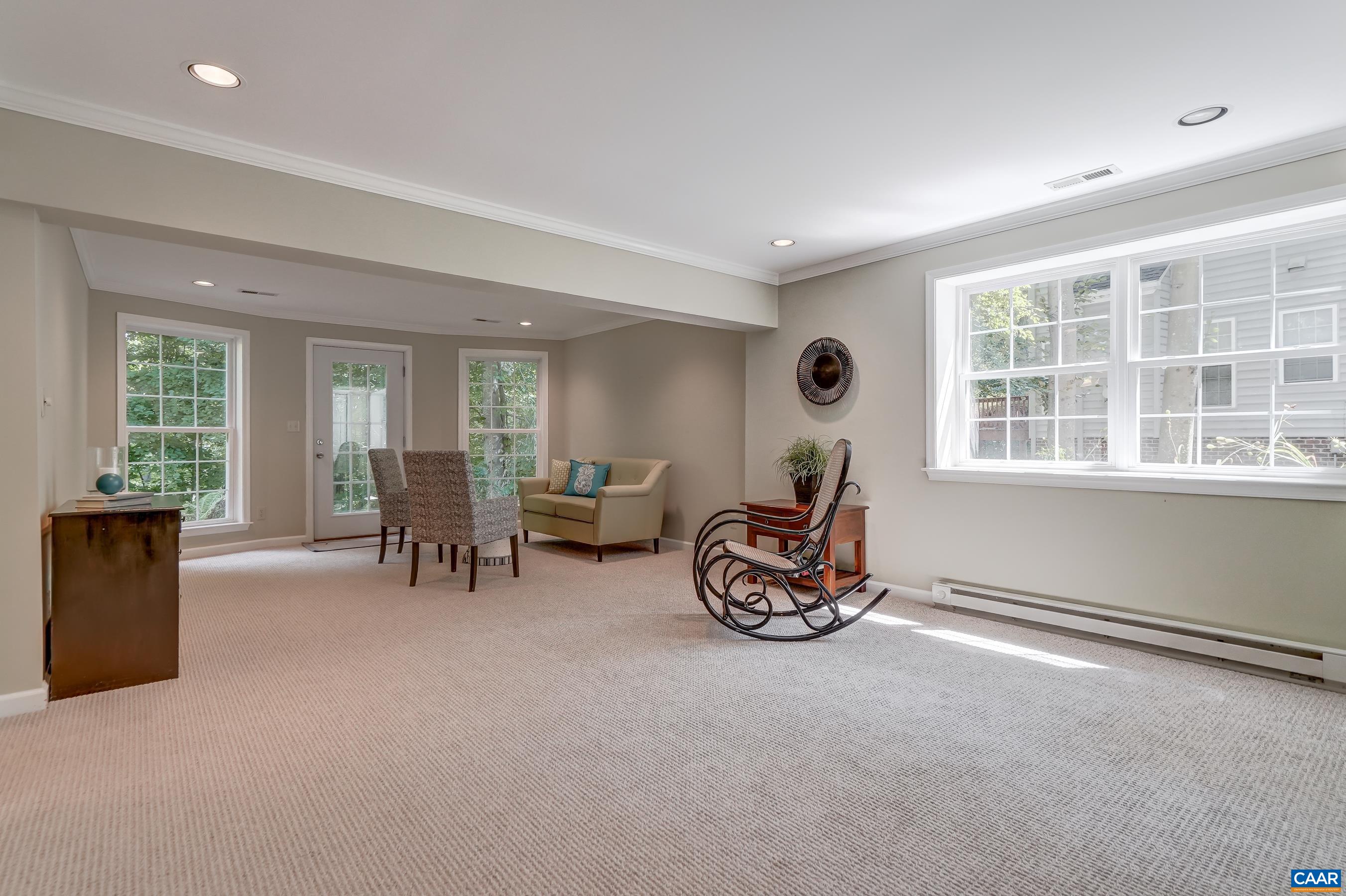 Walk-out lower level with a large rec room Walk-out lower level with a large rec room