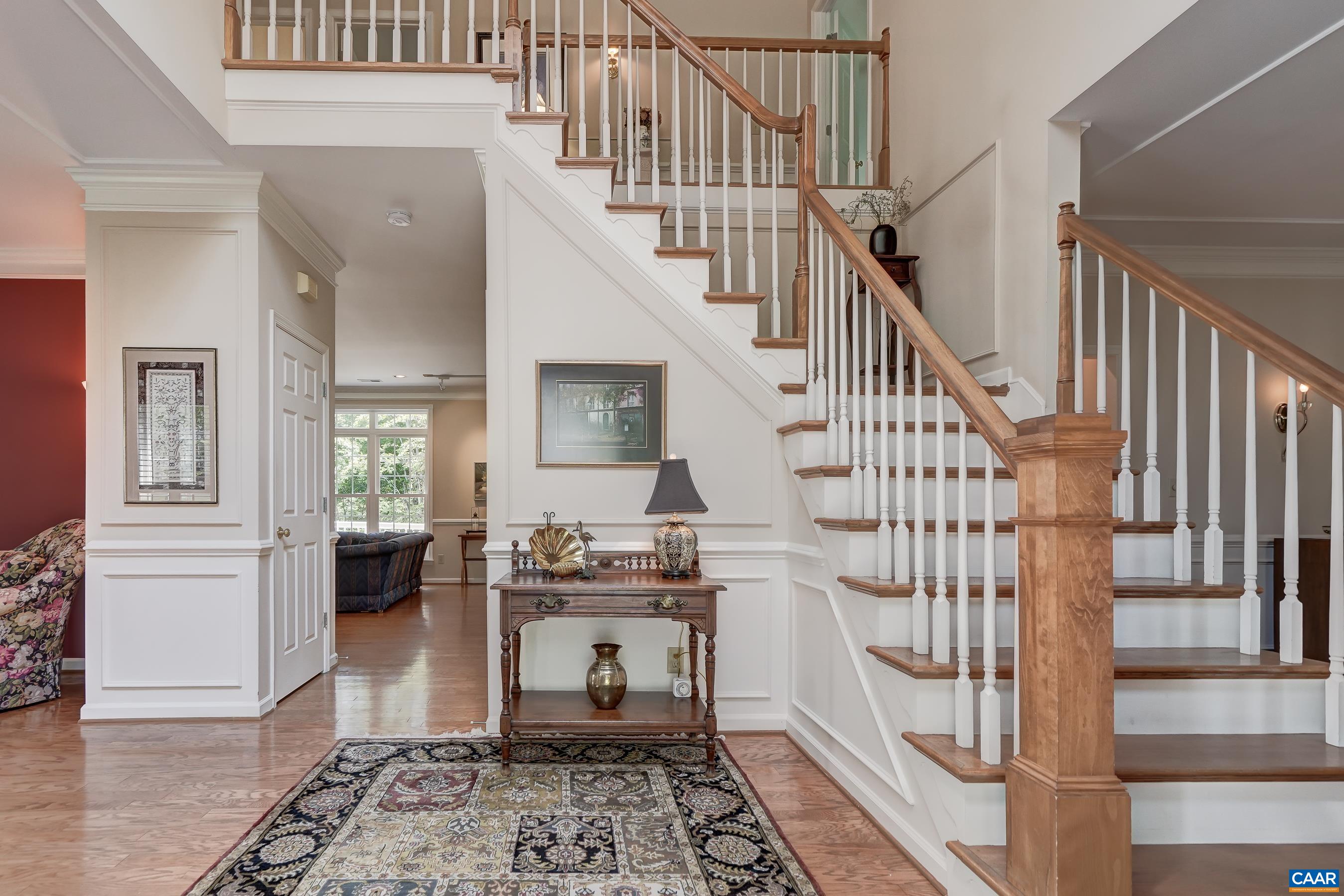 Grand foyer with hardwood floors welcomes you in. Grand foyer with hardwood floors welcomes you in.