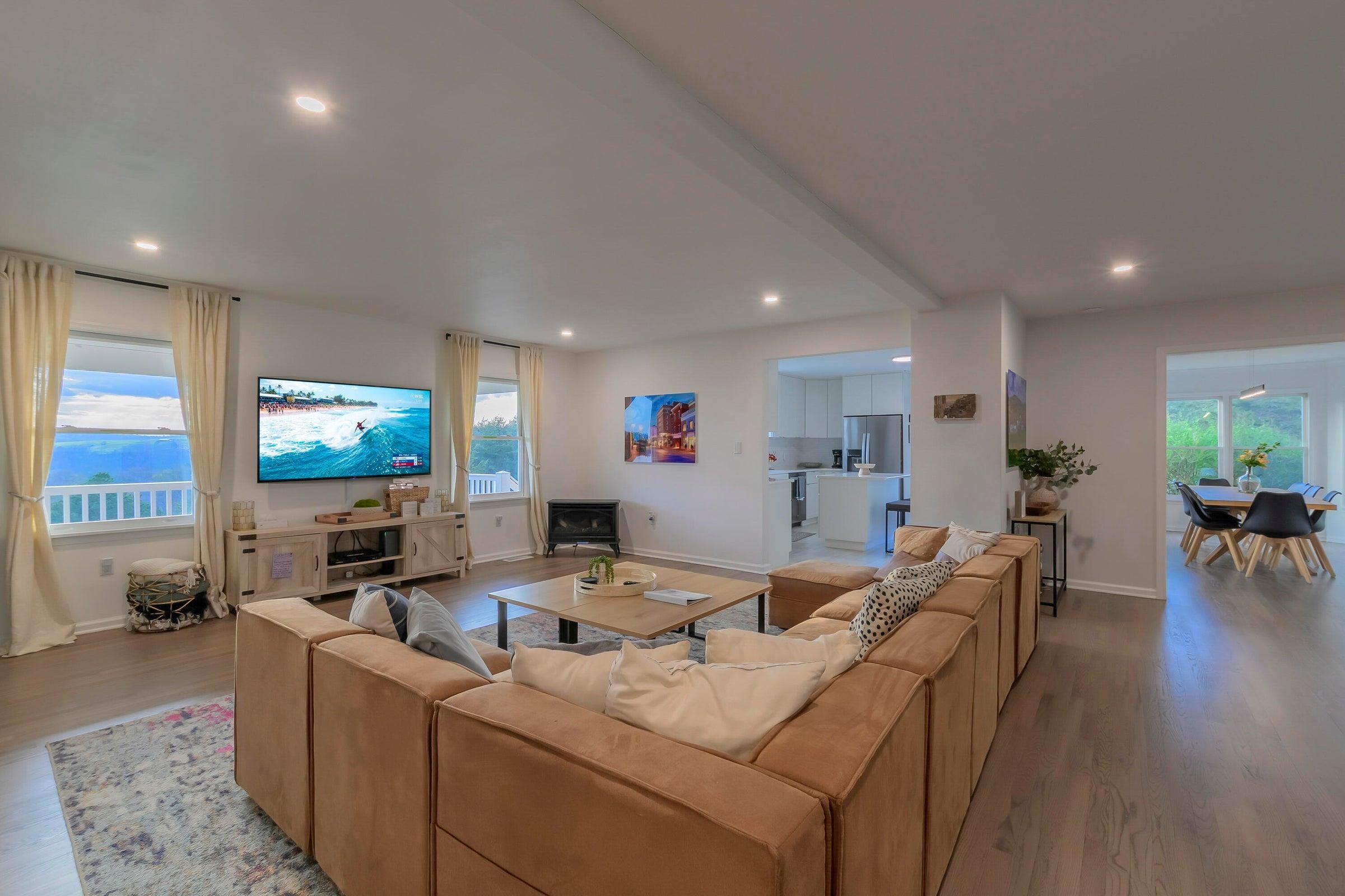 Open floor plan for the living and dining room areas.