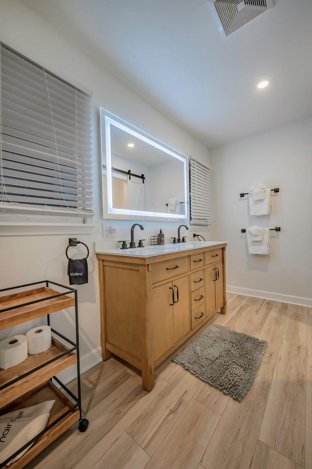 During renovation, this bathroom space was enlarged.