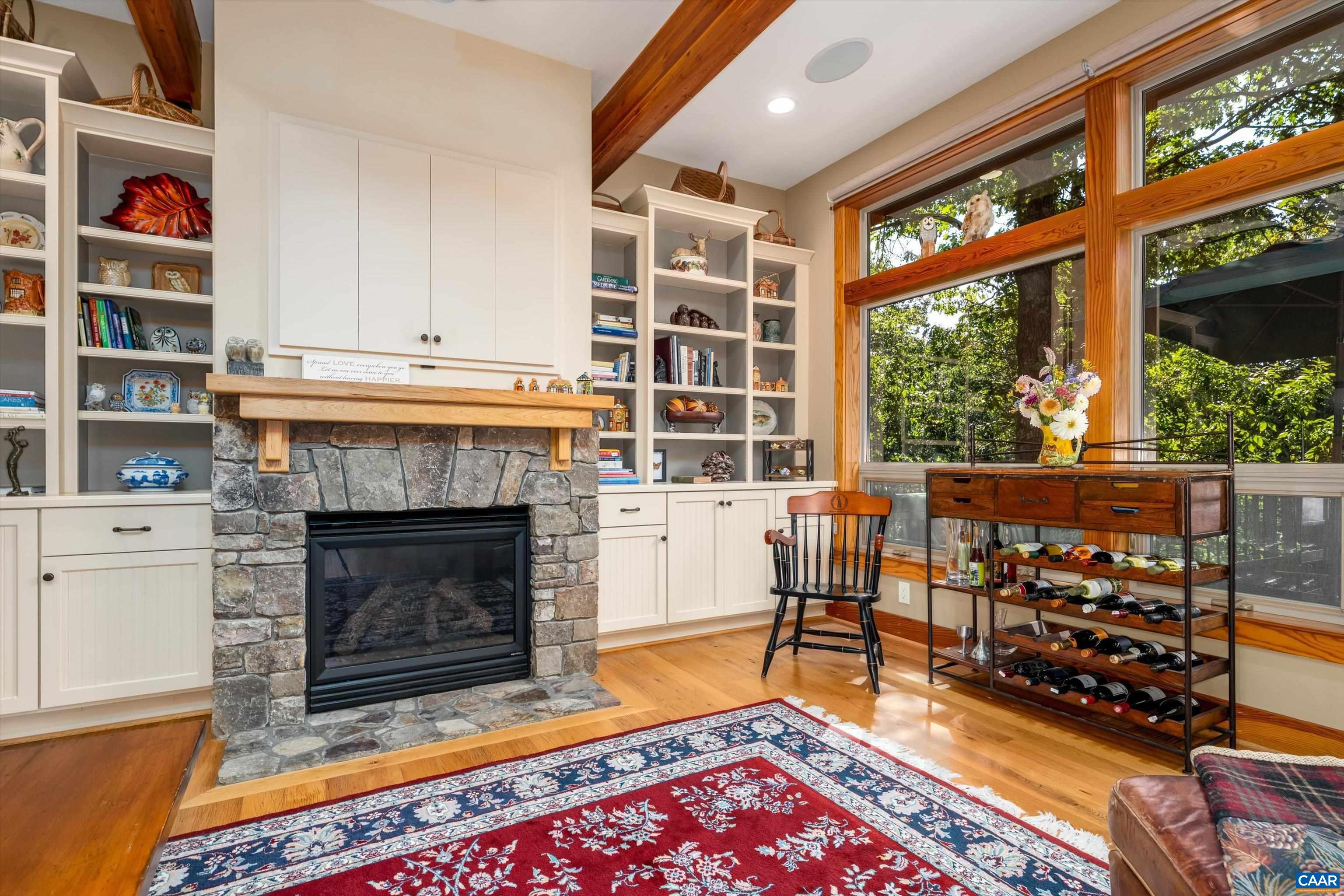 Gas fireplace with native local stone surround Gas fireplace with native local stone surround