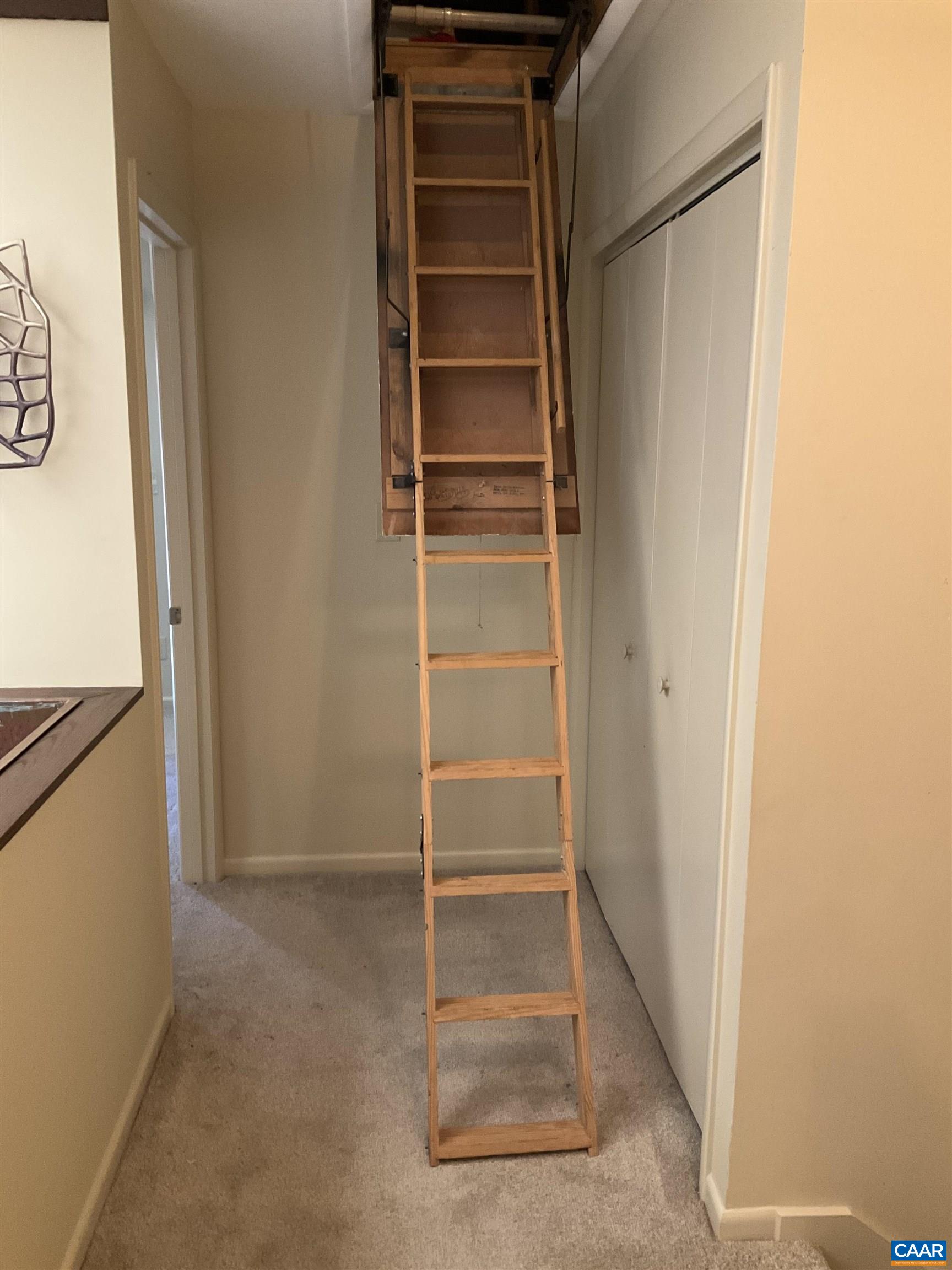 Pull down stairs for easy access to the attic Pull down stairs for easy access to the attic