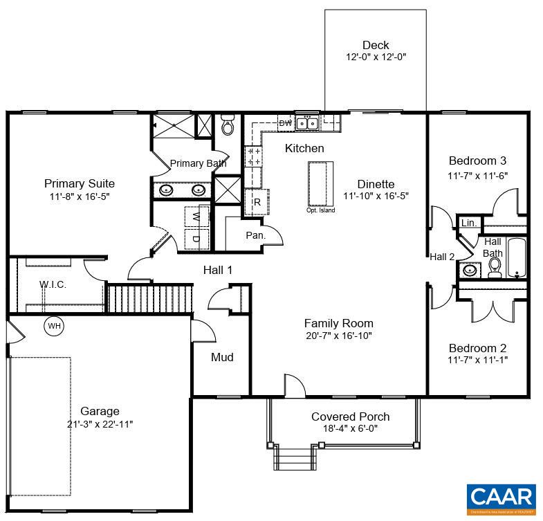 Plan specific to the for-sale home includes stairs to unfinished bonus room over garage.
