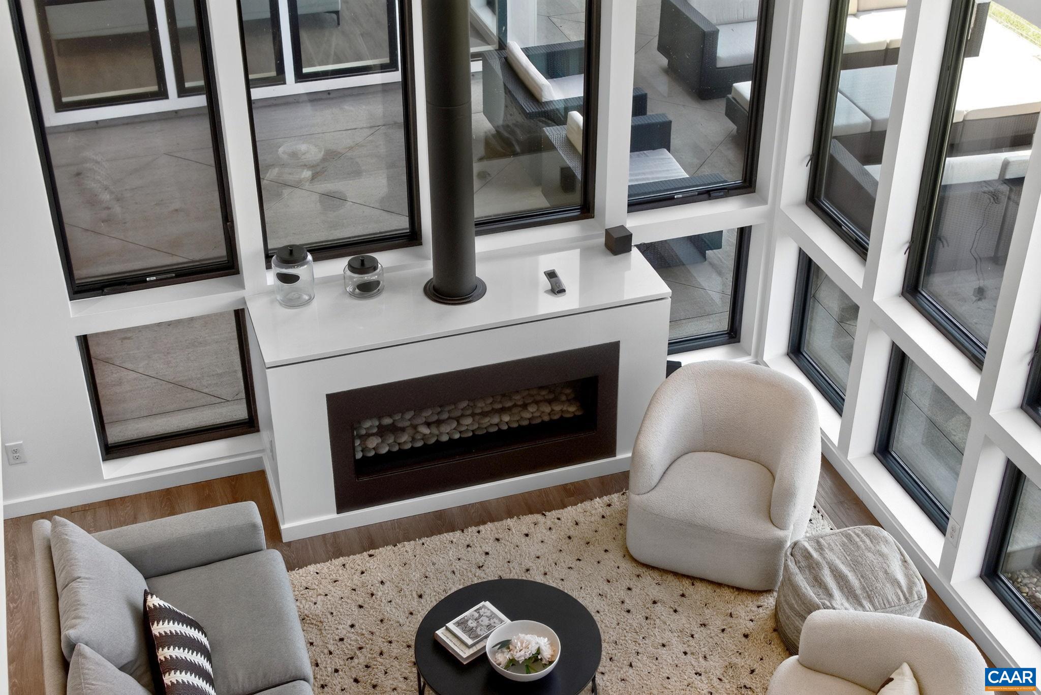 Living room fireplace from above. Living room fireplace from above.