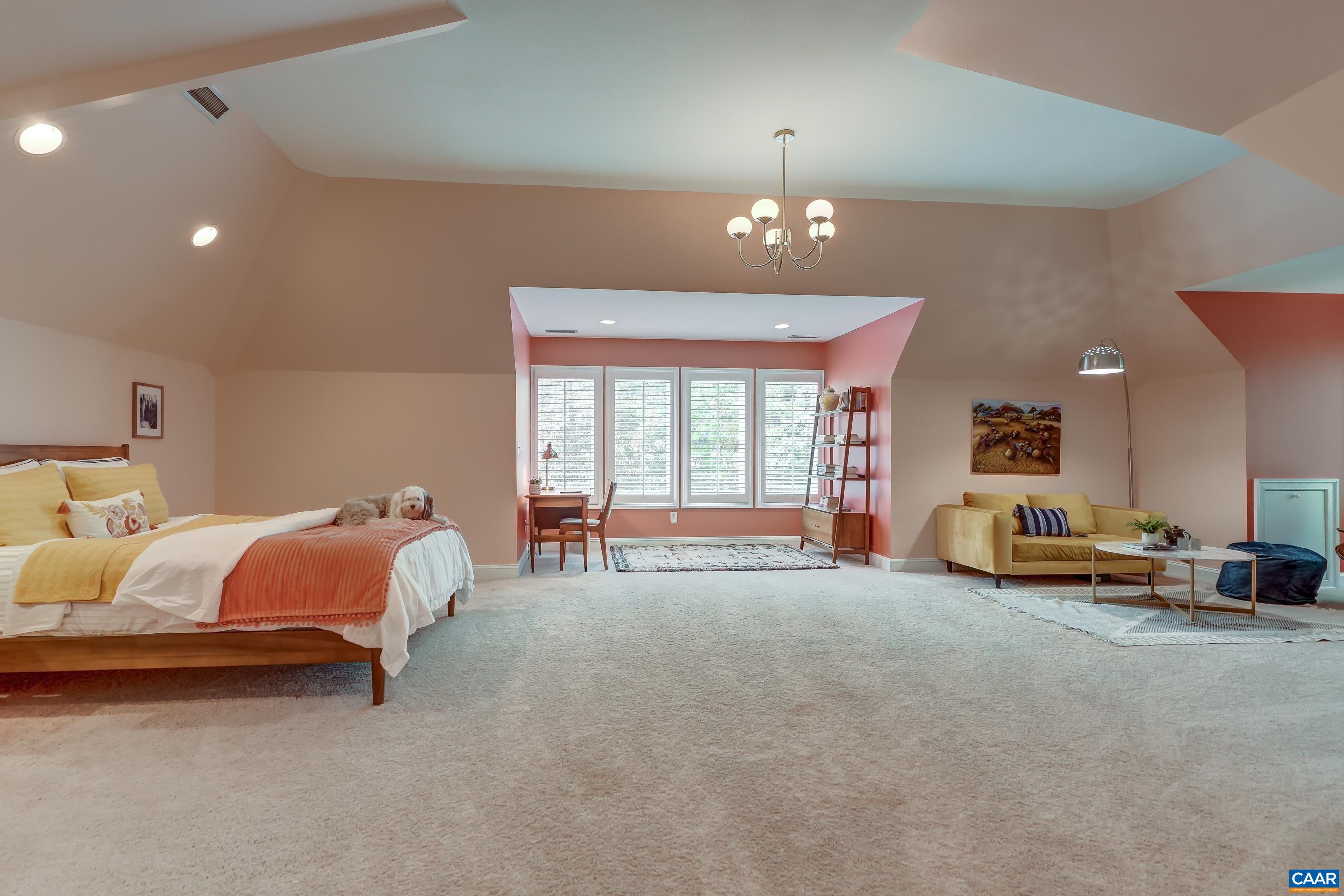 Fourth generous bedroom with bay window, seating area and connected hall bathroom. Fourth generous bedroom with bay window, seating area and connected hall bathroom.