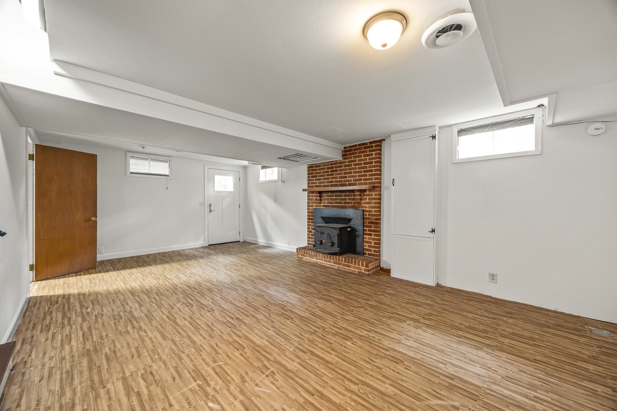 with a wood burning stove