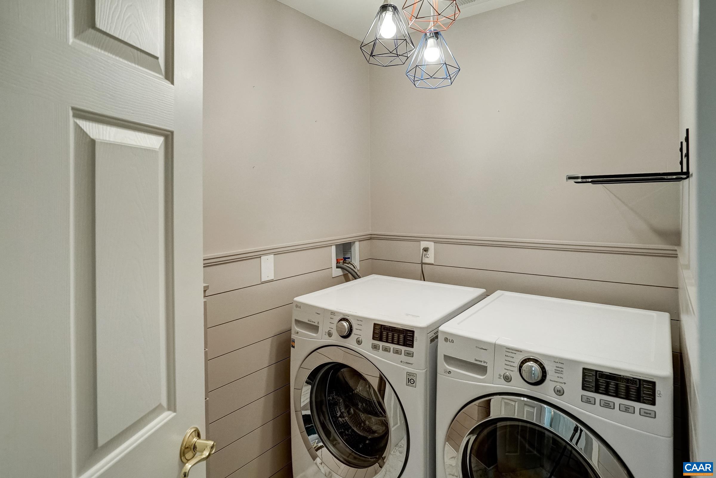 Second floor laundry with ship-lap