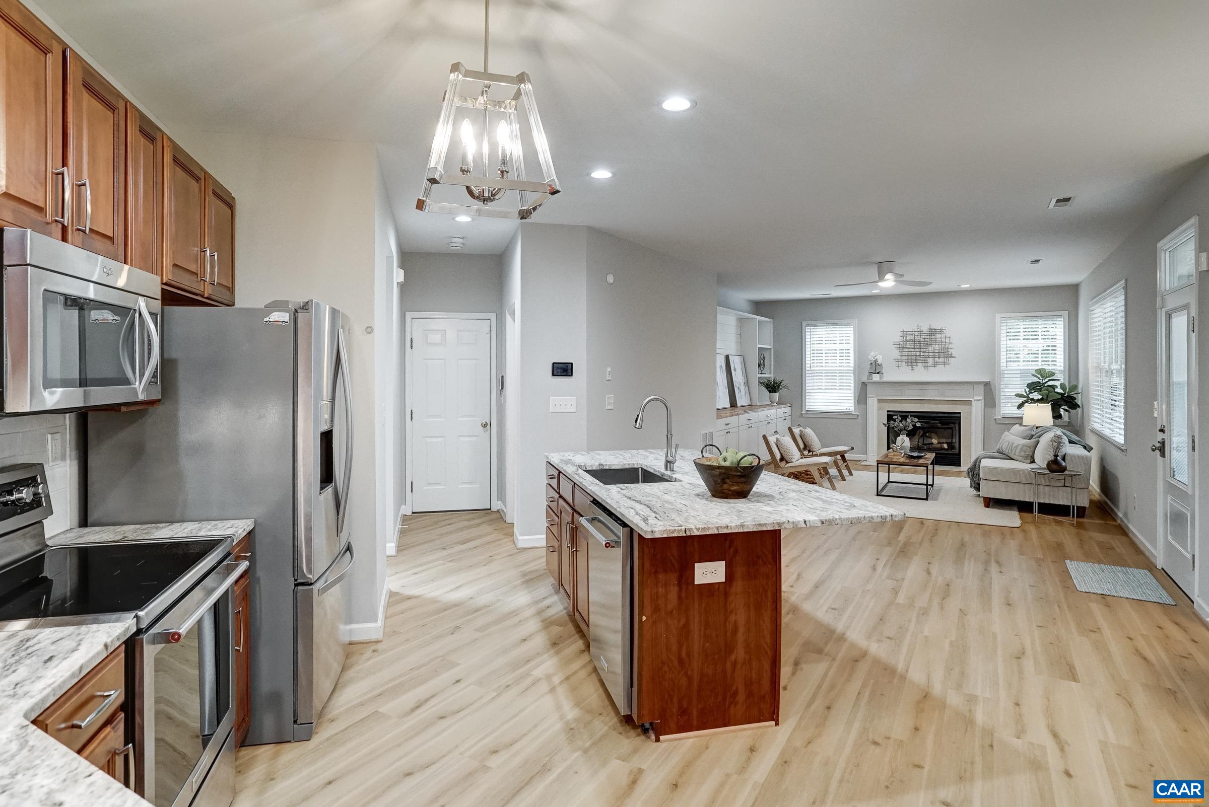 Open kitchen/great room at the rear of the home.