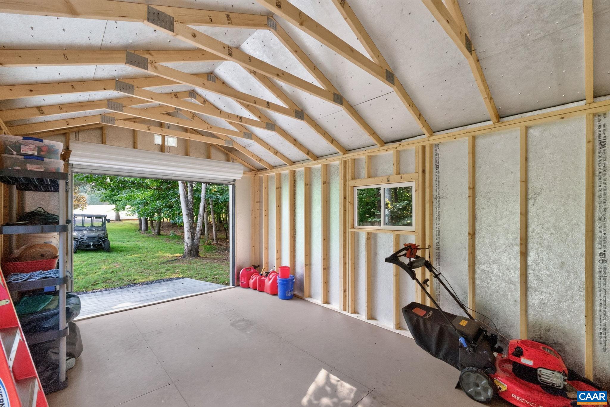 Shed is reinforced for full-sized car or truck. Drive right in. Shed is reinforced for full-sized car or truck. Drive right in.