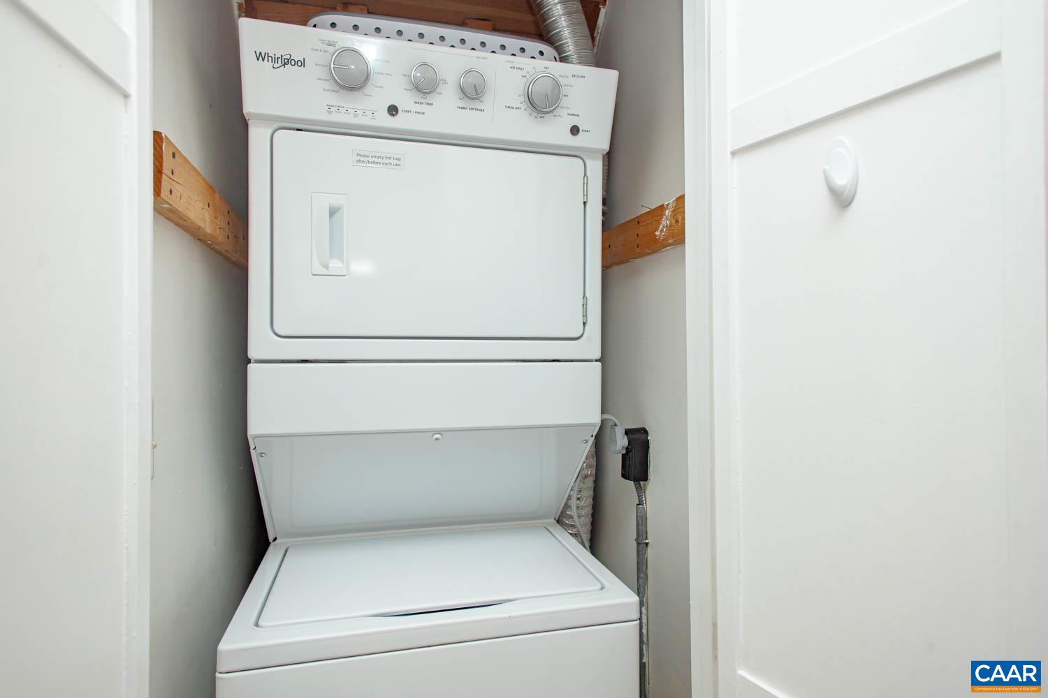 Stackable washer & dryer in the unit. Stackable washer & dryer in the unit.