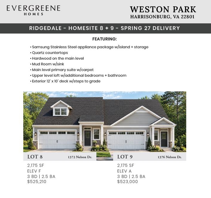 1376 NELSON DR, HARRISONBURG, Virginia 22801, 3 Bedrooms Bedrooms, ,2 BathroomsBathrooms,Residential,Ridgedale Duplex - Weston Park by Evergreene Homes,1376 NELSON DR,682188 MLS # 682188