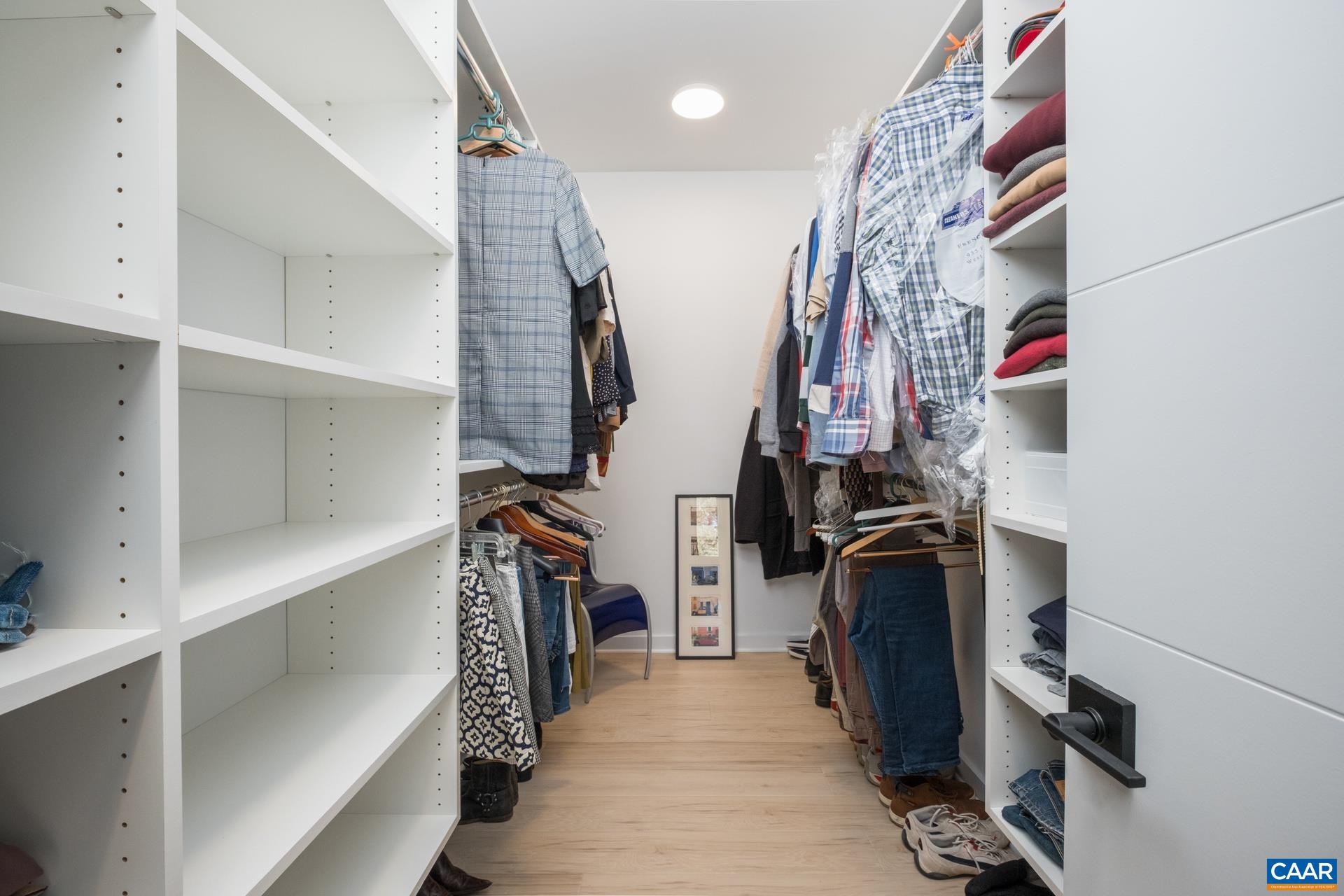 Custom closet with built-in shelves.