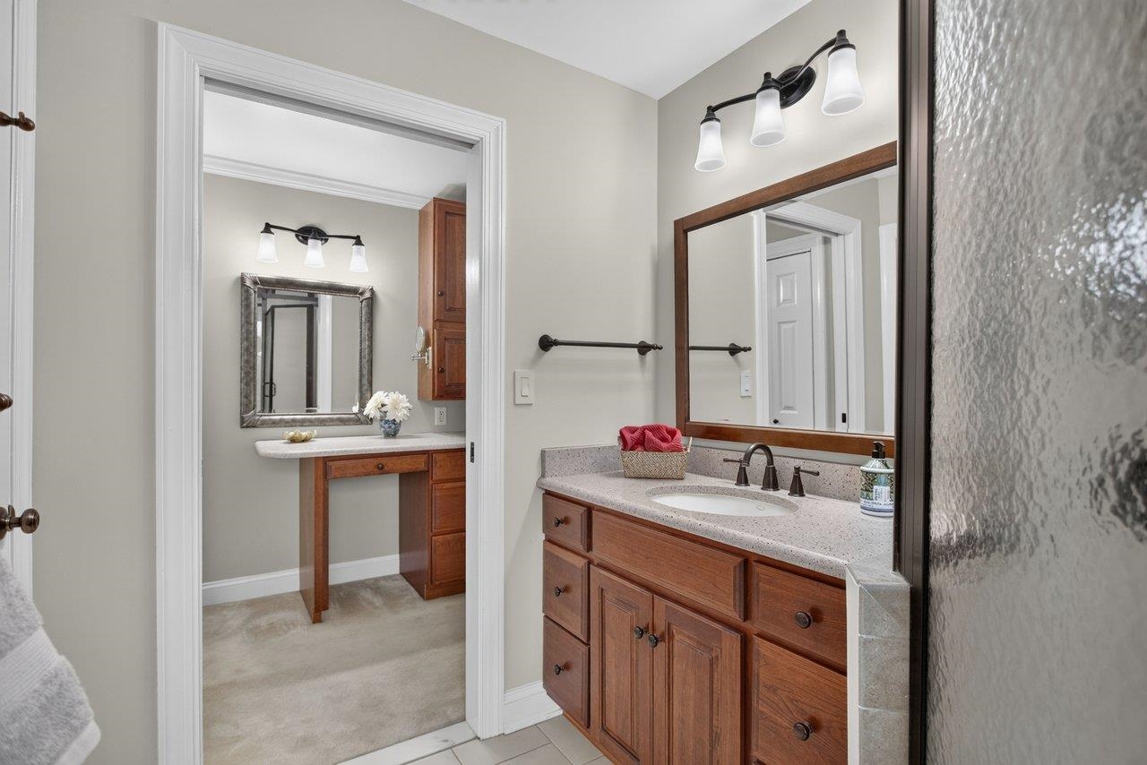 This part of the Primary Bath. It offers counter space, extra storage for bath and hair accessories
