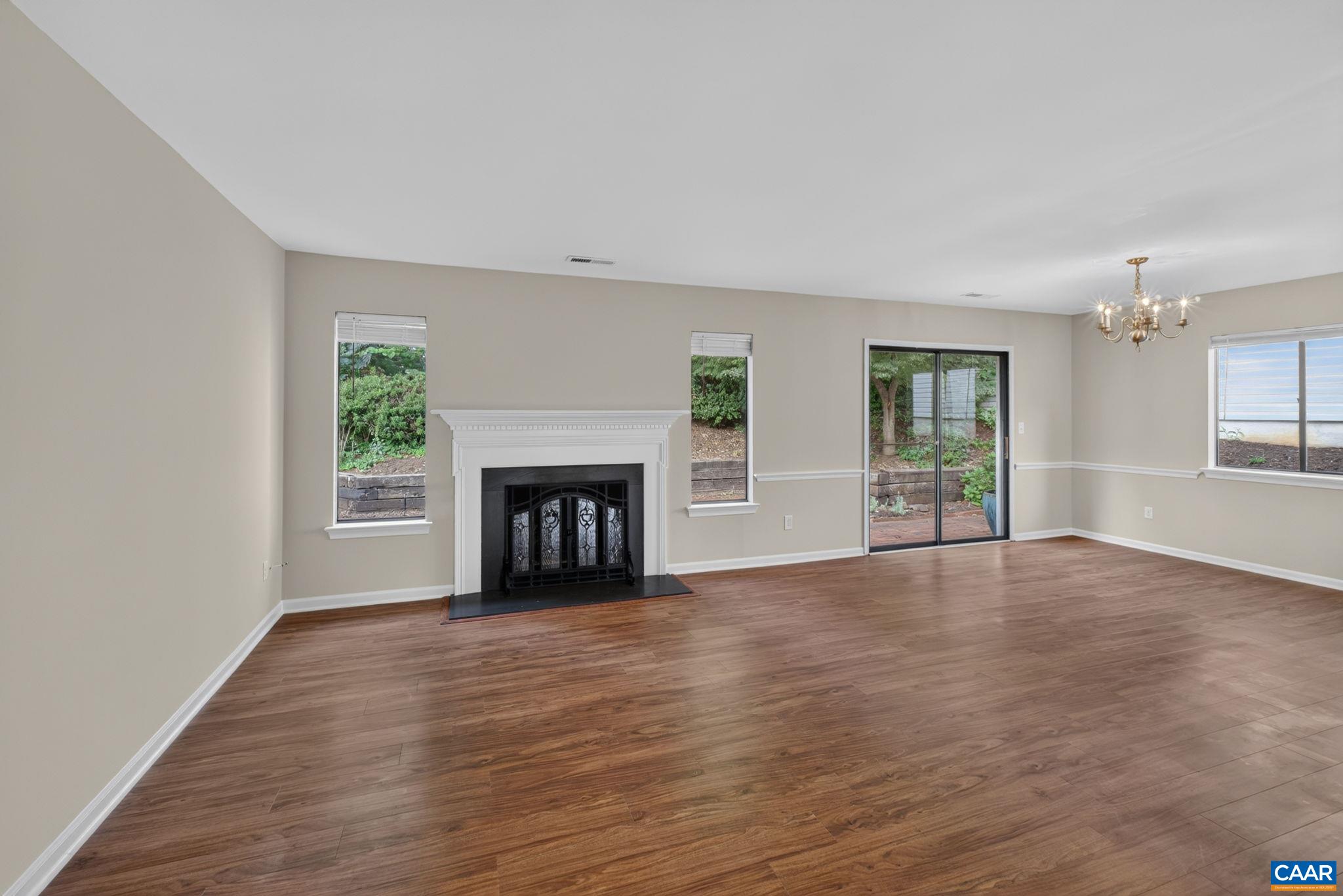 Open flow between living and dining rooms