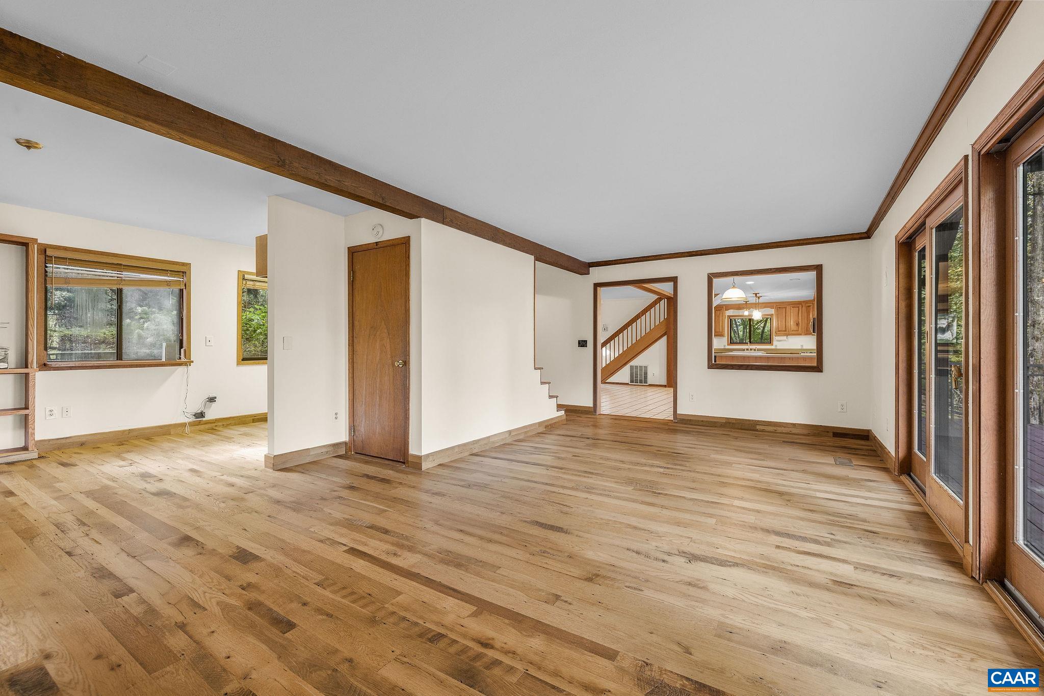 The wood flooring was reclaimed from an 100+ year old barn. It was milled and impregnated with an oil base. The only maintenance required is cleaning with a damp mop. The wood flooring was reclaimed from an 100+ year old barn. It was milled and impregnated with an oil base. The only maintenance required is cleaning with a damp mop.
