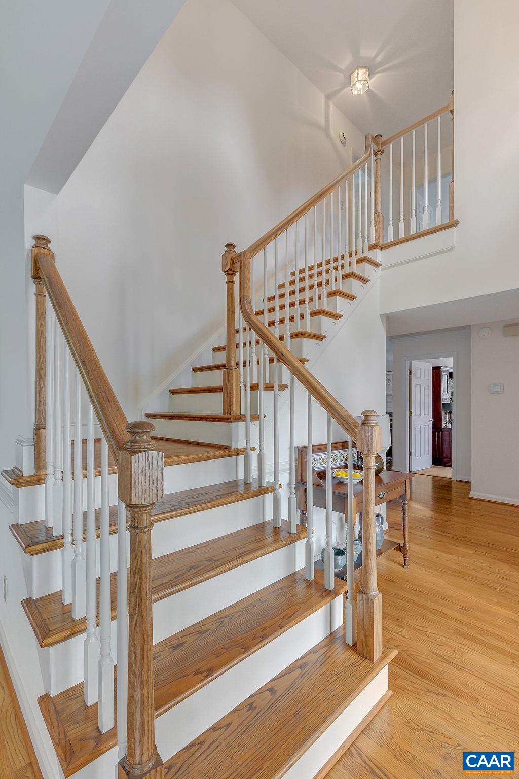 Hardwood stairway.