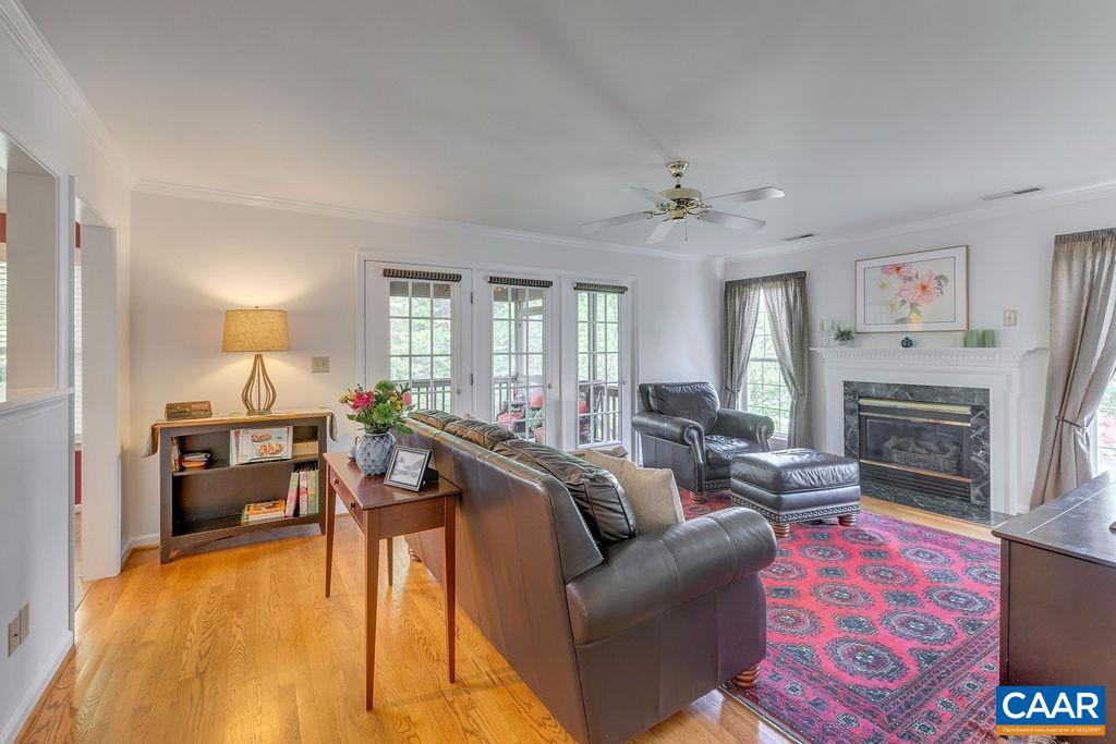 Family room with fireplace.