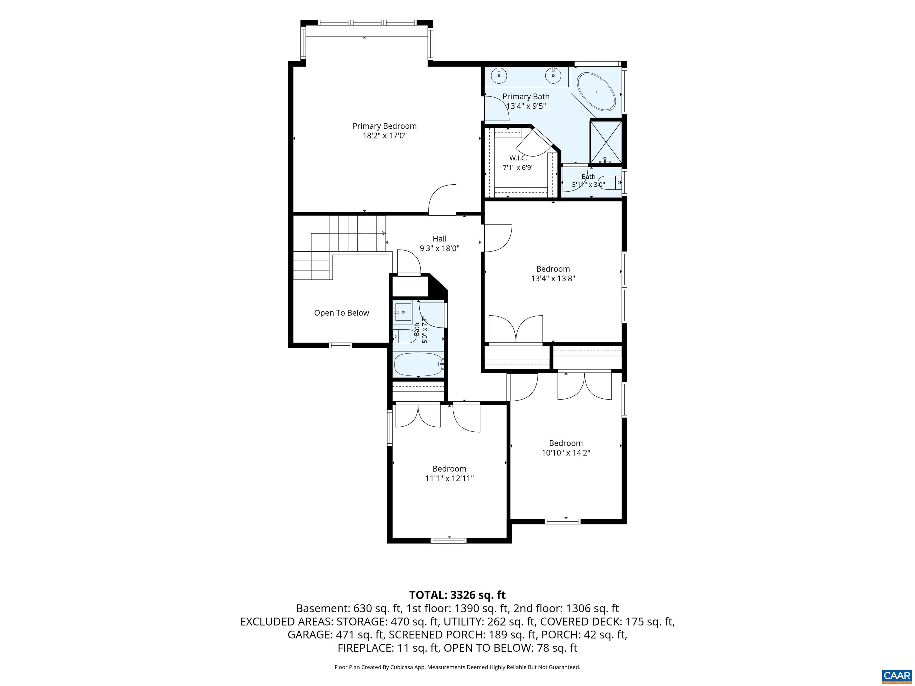 Second level floor plan.