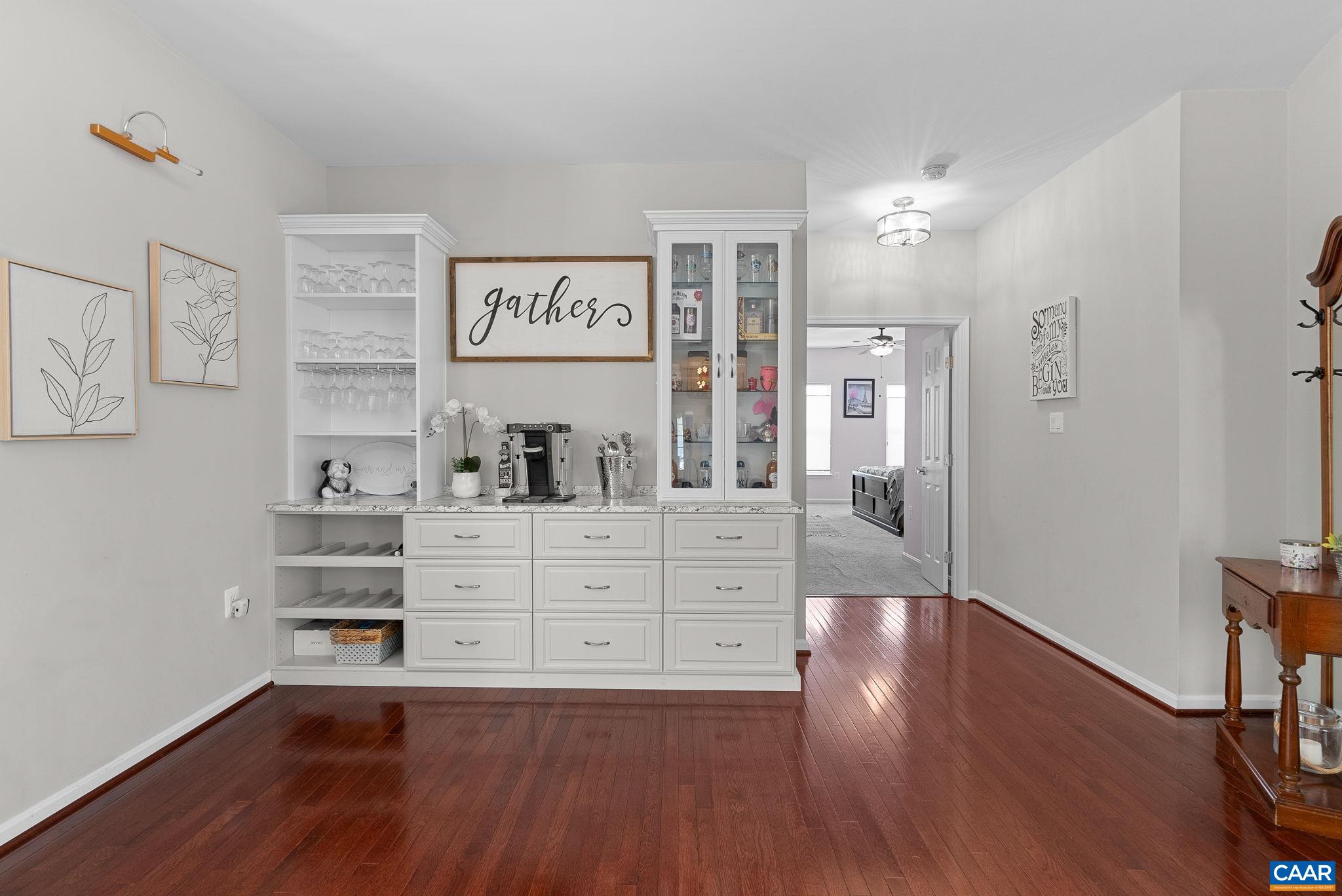 Open floor plan, dining room with custom built ins Open floor plan, dining room with custom built ins