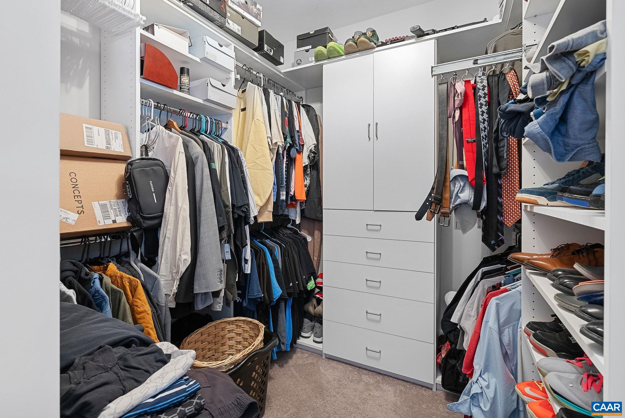 Primary bedroom closet has endless possibilities for all your fashion sense. Primary bedroom closet has endless possibilities for all your fashion sense.