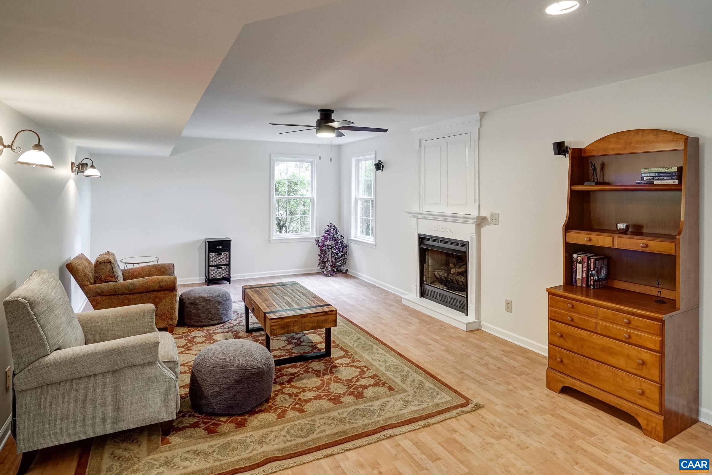 Rec Room in Basement with gas fireplace Rec Room in Basement with gas fireplace
