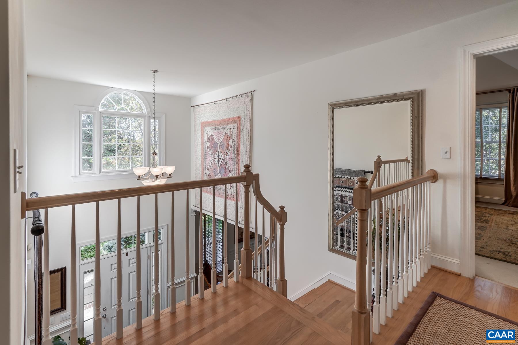 Hardwood floors on the second floor landing. Hardwood floors on the second floor landing.