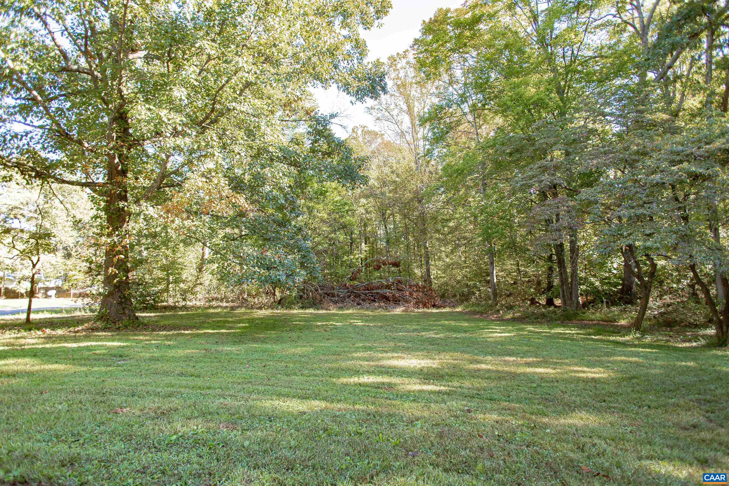 Two level acres with mature trees & open lawn.