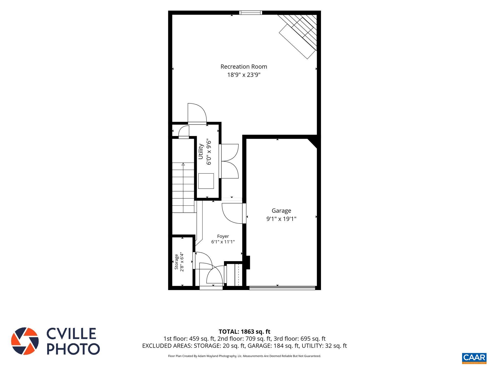 Floor Plan for First Floor: Garage, Foyer, Family Room with Gas Fireplace