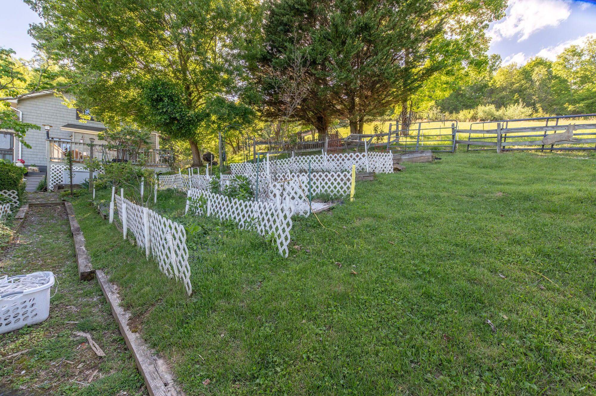 Fenced and terraced garden off of house Fenced and terraced garden off of house