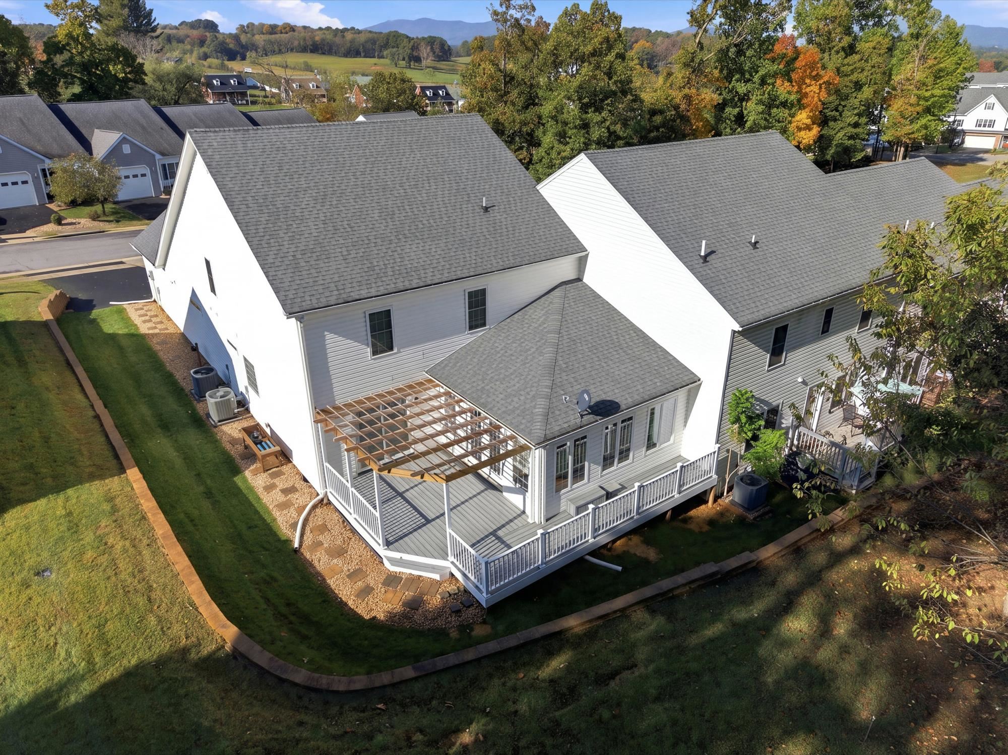 backyard, deck, and pergola