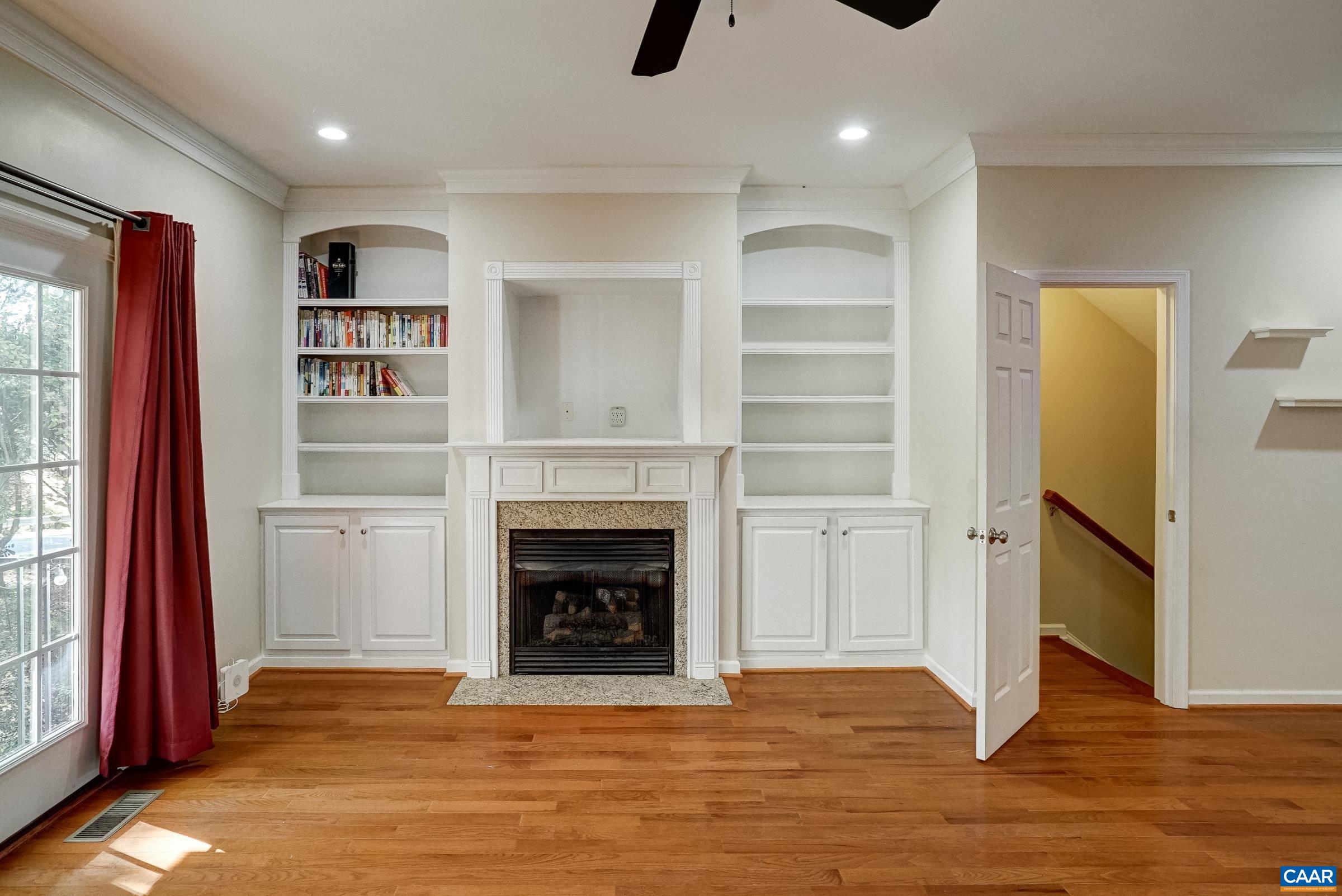 built in shelves add a distinct and finished touch