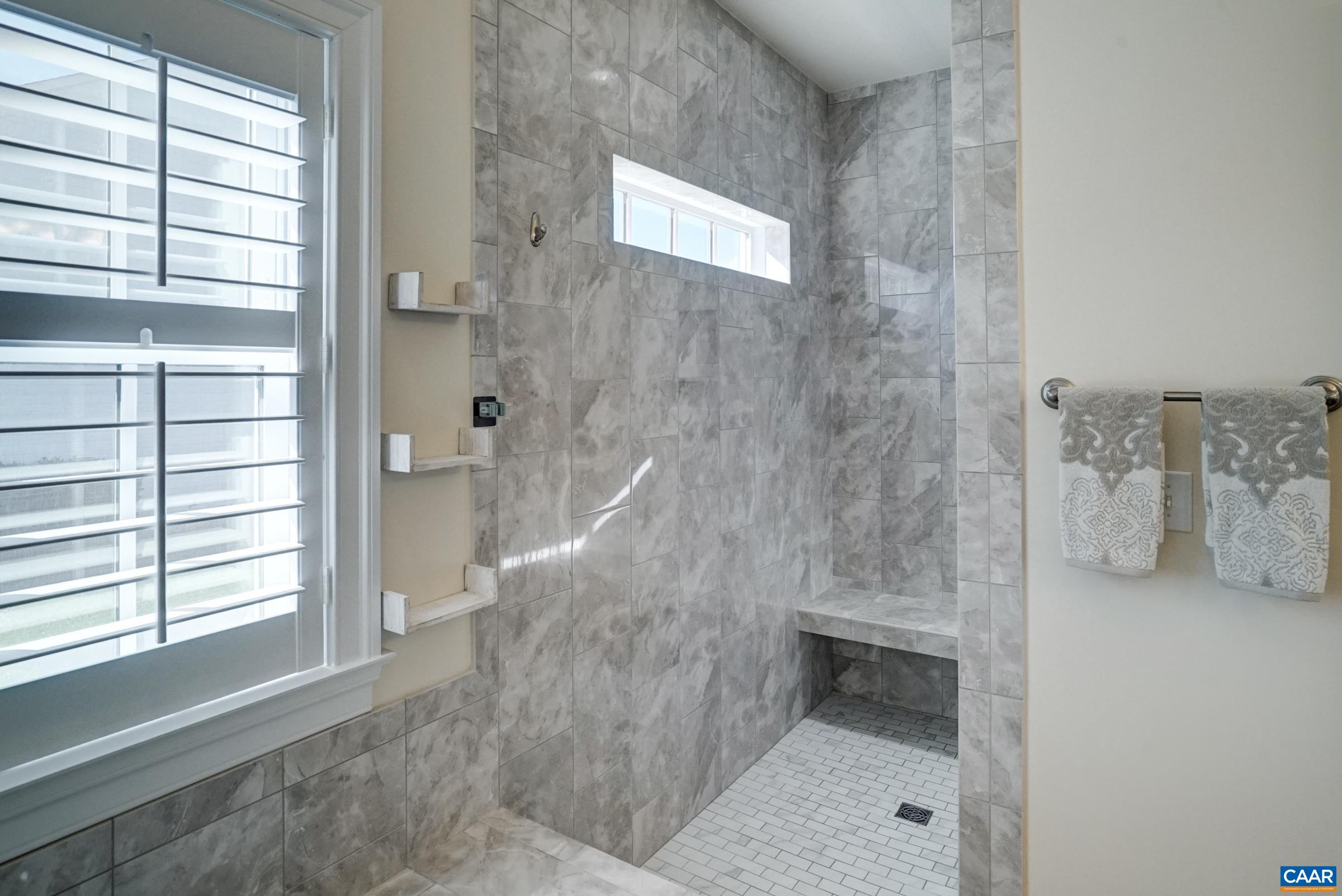 Walk-in tile shower with no glass to keep clean! Walk-in tile shower with no glass to keep clean!